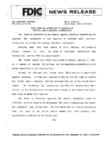 FDIC Approves Assumption of Deposits of Sentinel Bank Hartford Connecticut