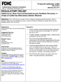 Regulatory Relief Guidance to Help Financial Institutions and Facilitate Recovery in Areas of California Affected by Severe Weather