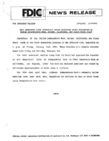 FDIC Announces First Interstate Branch Locations Where Depositors of Failed Independence Bank Encino California  May  Claim Their Funds