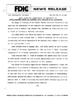 FDIC Approves Assumption of Deposits of First Bankers Trust of Bossier City Bossier City Louisiana