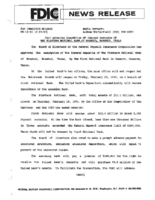 FDIC Approves Assumption of Insured Deposits of the Planters National Bank of Rosebud Rosebud Texas