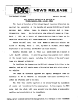 FDIC Approves Assumption of Deposits of Search National Bank Dallas Texas