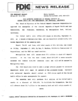 FDIC Approves Assumption of Insured Deposits of Regent Thrift and Loan Association San Francisco California