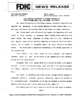 FDIC Approves Assumption of First Western Bank NA San Diego California