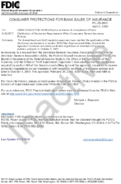 CONSUMER PROTECTIONS FOR BANK SALES OF INSURANCE Clarification of Disclosure Requirements When Consumers Renew Insurance Policies