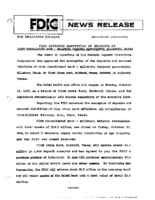 FDIC Approves Assumption of Deposits of First Consolidated BankHillsboro National Association Hillsboro Texas