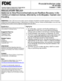 Regulatory Relief  Guidance to Help Financial Institutions and Facilitate Recovery in the Territory of American Samoa Affected by an Earthquake Tsunami and Flooding