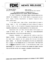 FDIC Approves Assumption of Insured Deposits of Massachusetts Bank and Trust Company Brockton Massachusetts