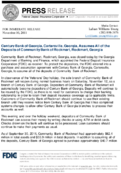 Century Bank of Georgia Cartersville Georgia Assumes All of the Deposits of Community Bank of Rockmart Rockmart Georgia
