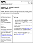 Summary of Deposits Survey Filing for June 30 2009