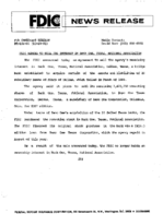 FDIC Agrees to Sell Its Interest In Bank One Texas National Association