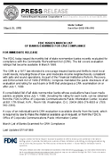 FDIC Issues March List of Banks Examined for CRA Compliance