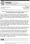 Bank of North Georgia Alpharetta Georgia Assumes All of The Deposits of American Southern Bank Kennesaw Georgia