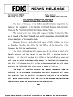 FDIC Approves Assumption of Deposits of Alvarado National Bank Alvarado Texas