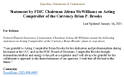 Statement by FDIC Chairman Jelena McWilliams on Acting Comptroller of the Currency Brian P Brooks