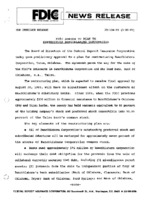 FDIC Agrees to Plan to Restructure BancOklahoma Corporation Tulsa Oklahoma