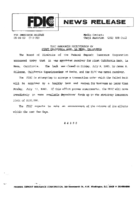 FDIC Announces Receivership of First California Bank La Mesa California