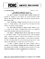 FDIC Approves Assumption of Deposits of First National Bank of Kaufman Kaufman Texas