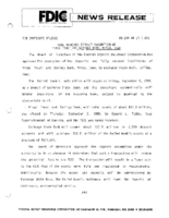 FDIC Approves Deposit Assumption of Mingo Trust and Savings Bank Mingo Iowa