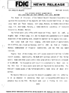 FDIC Approves Deposit Assumption of Deer Lodge Bank and Trust Company Deer Lodge Montana