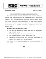 FDIC Announces Bidders for Bank of New England Subsidiaries