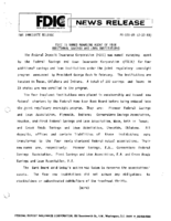 FDIC is Named Managing Agent of Four Additional Savings and Loan Associations