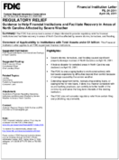 Regulatory Relief Guidance to Help Financial Institutions and Facilitate Recovery in Areas of North Carolina Affected by Severe Weather
