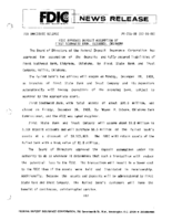 FDIC Approves Deposit Assumption of First Southwest Bank Eldorado Oklahoma