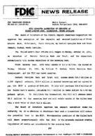 FDIC Approves Assumption of Deposits of First Hanover Bank Wilmington North Carolina