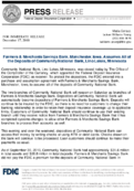 Farmers  Merchants Savings Bank Manchester Iowa Assumes All of the Deposits of Community National Bank Lino Lakes Minnesota