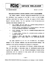 FDIC Approves Members to Advisory Committee on Thrift Industry Matters