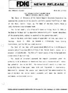 FDIC Approves Deposit Assumption of Bank of the West Austin Texas