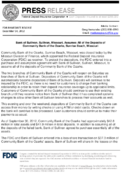Bank of Sullivan Sullivan Missouri Assumes All of the Deposits of Community Bank of the Ozarks Sunrise Beach Missouri