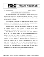 FDIC Approves Assumption of Deposits of Acadiana National Bank Lafayette Louisiana