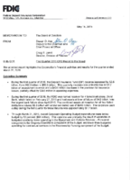 First Quarter 2015 CFO Report to the Board