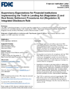 Supervisory Expectations for Financial Institutions Implementing the Truth in Lending Act Regulation Z and Real Estate Settlement Procedures Act Regulation X Integrated Disclosure Rule