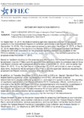 Proposed Revisions to Consolidated Reports of Condition and Income and Banker Teleconference Scheduled for December 8