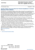 Joint ReleaseAgencies Release Annual CRA AssetSize Threshold Adjustments for Small and Intermediate Small Institutions