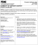 Summary of Deposits Survey Filing for June 30 2013