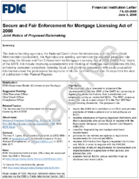 Secure and Fair Enforcement for Mortgage Licensing Act of 2008 Joint Notice of Proposed Rulemaking