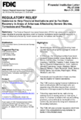 Regulatory Relief Guidance to Help Financial Institutions and to Facilitate Recovery in Areas of Arkansas Affected by Severe Storms Tornadoes and Flooding