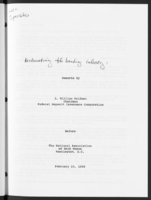 Restructuring the Banking Industry Legislation Goals and Industry Restructuring