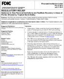 Regulatory Relief Guidance to Help Financial Institutions and Facilitate Recovery in Areas of Florida Affected by Tropical Storm Debby