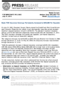 Basic FDIC Insurance Coverage Permanently Increased to 250000 Per Depositor