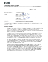 Forth Quarter 2013 CFO Report to the Board