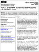 Repeal of Certain Reporting Requirements Final Rule Repealing Part 349