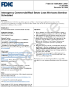 Interagency Commercial Real Estate Loan Workouts Seminar Scheduled