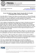Nevada State Bank Las Vegas Nevada Assumes All of the Deposits of Great Basin Bank of Nevada Elko Nevada