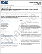 Regulatory Relief Guidance to Help Financial Institutions and Facilitate Recovery in Areas of Michigan Affected by Severe Storms and Flooding