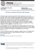FDIC Issues List of Banks Examined for CRA Compliance